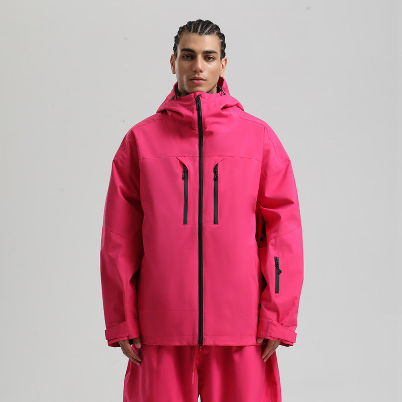 Men's Waterproof Breathable And Loose Zip Ski Suit Jacket