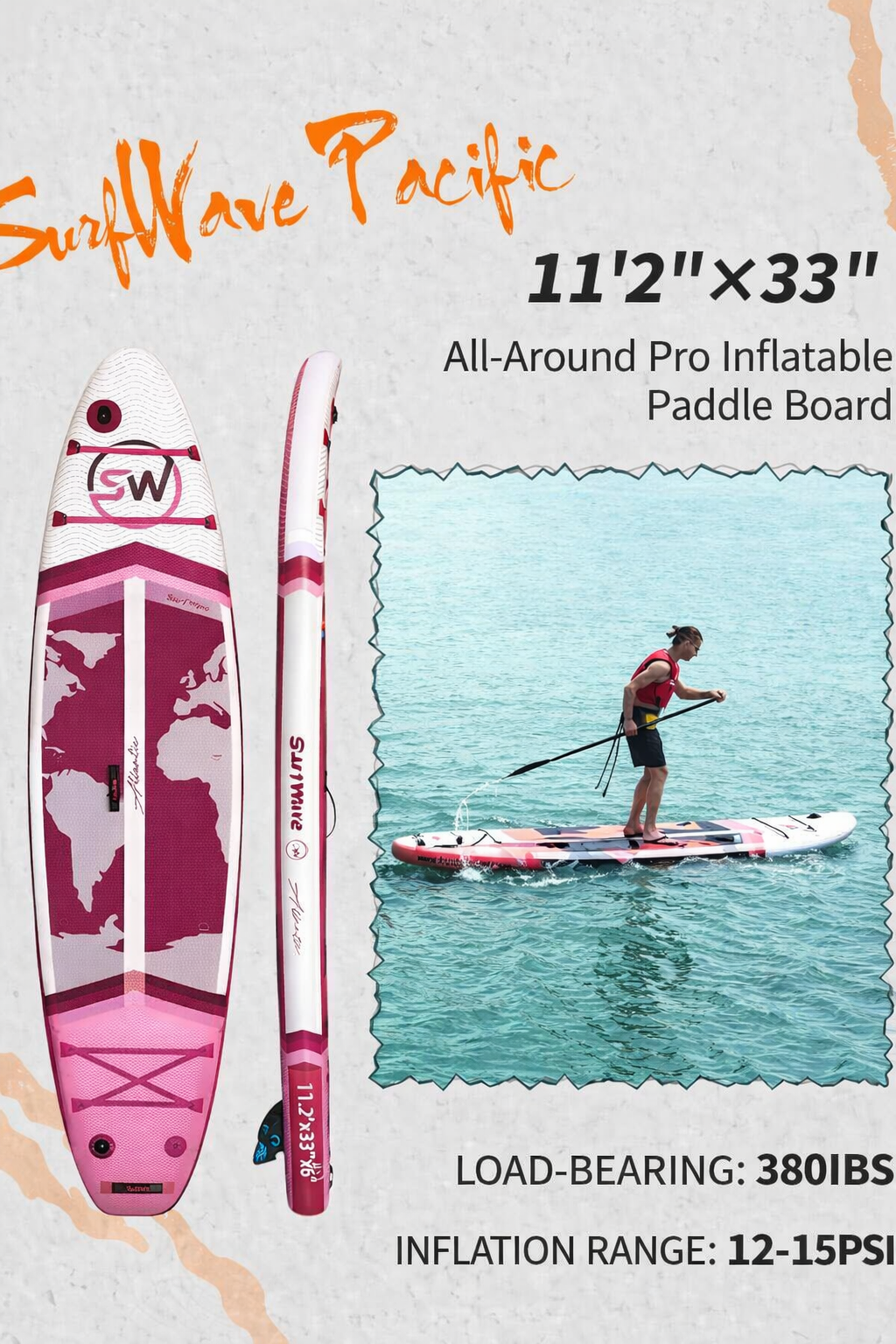 Pro Inflatable SUP Board,stand up paddle board 11ft All-Around inflatable stand up Paddle Board - Military-Grade for Surfing & Expedition, Includes Carbon Paddle & Pro Pump